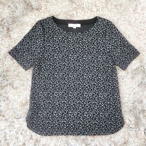 Ann Taylor LOFT Short Sleeve Jacquard Top Gray‎ and Black Women's Size Small
